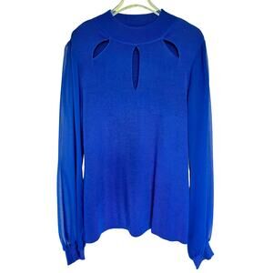 I.N.C. International Concepts Royal Blue Cutout Glam Sweater Sz Large